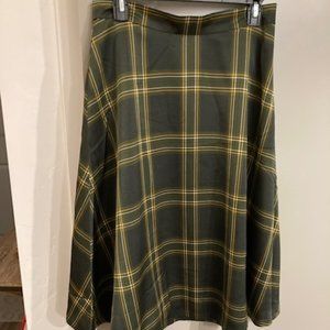 Green plaid skirt mid-calf length